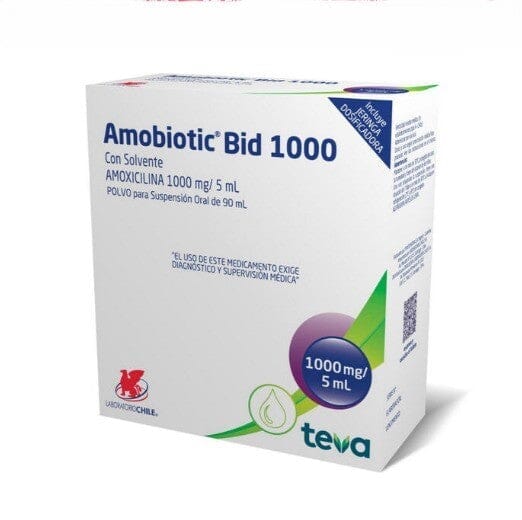 Amobiotic Bid 1000 mg/5 mL polvo para suspensión oral x 90 mL Farmex-Chile Salud-Persistente